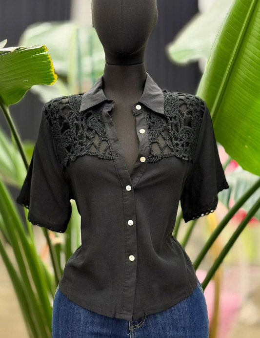 Black Woven Top