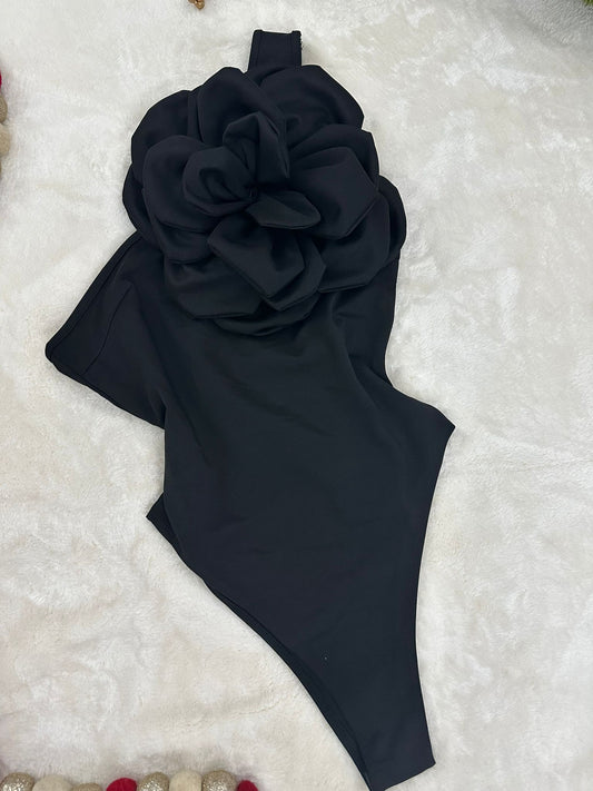 Black & Flower Bodysuit