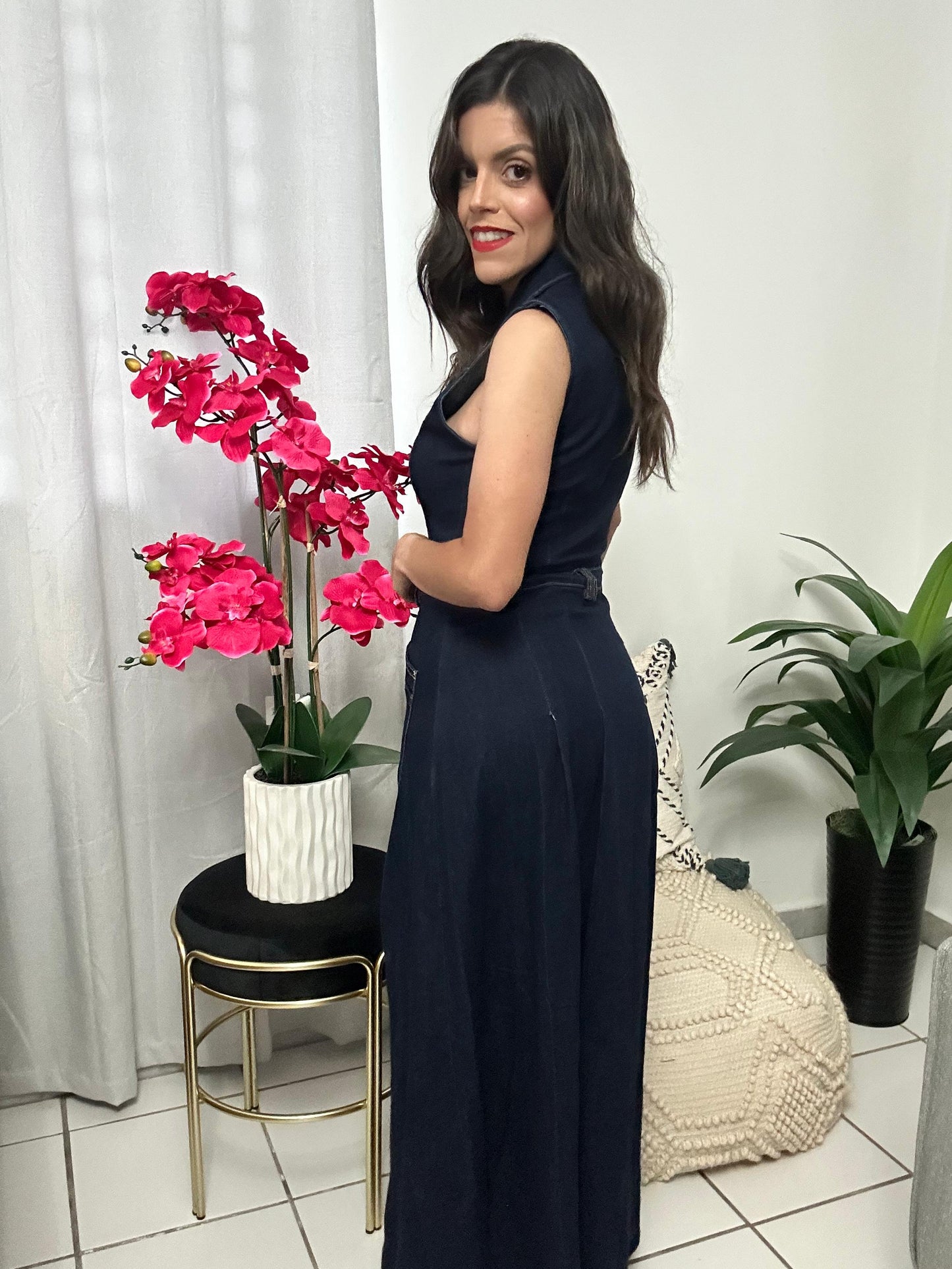 Denim Gold Details Dress