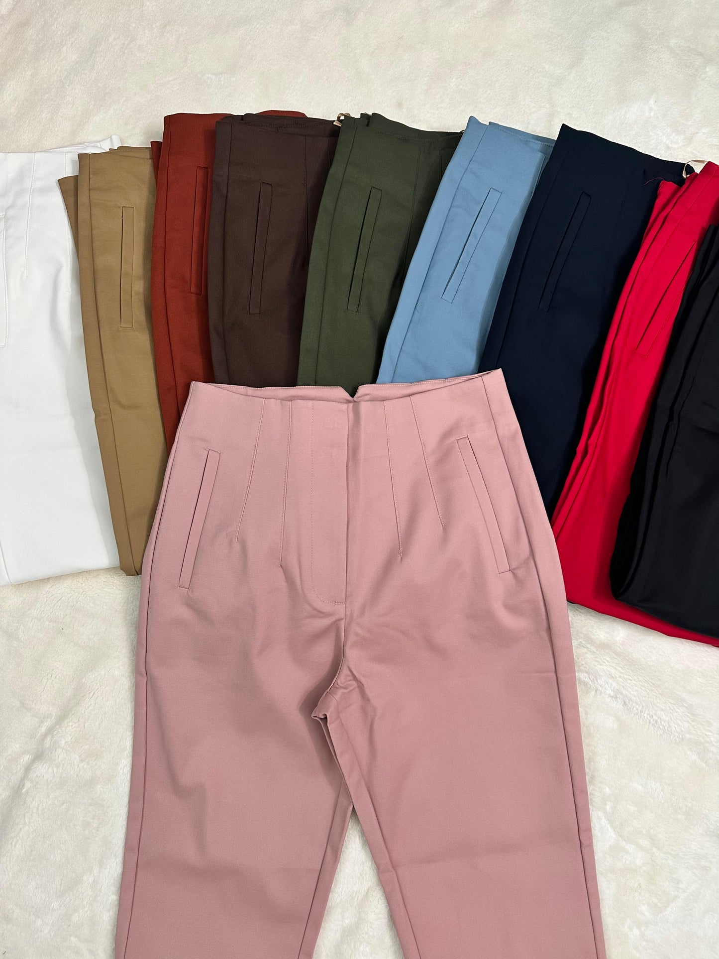 Zara-style high-waisted pink pants