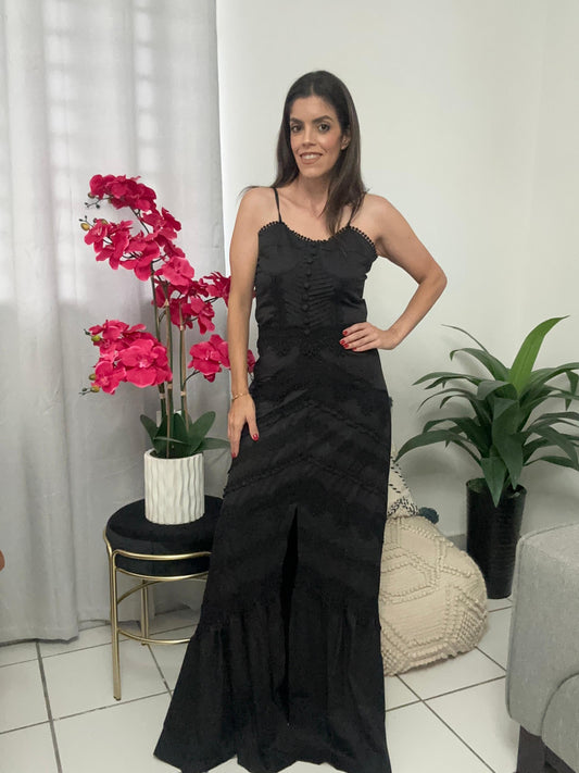 Black Embroidered Casual Dress
