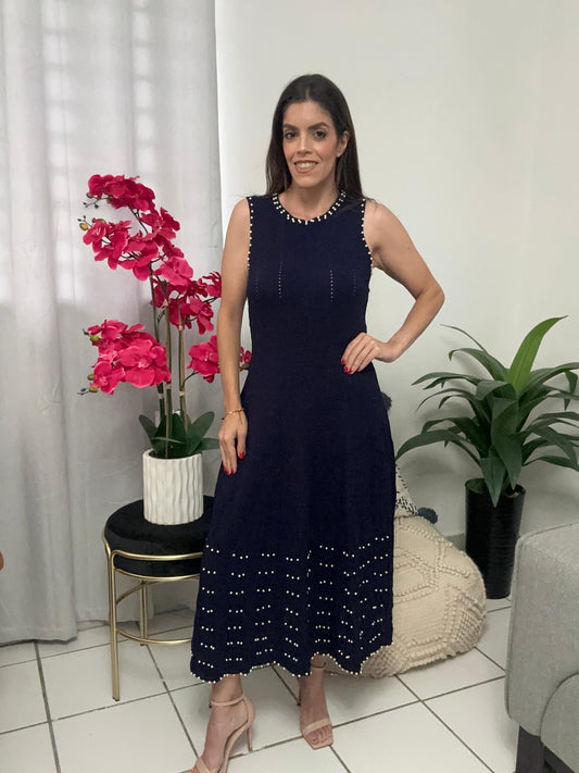 Knitted Elegant Dress Navy