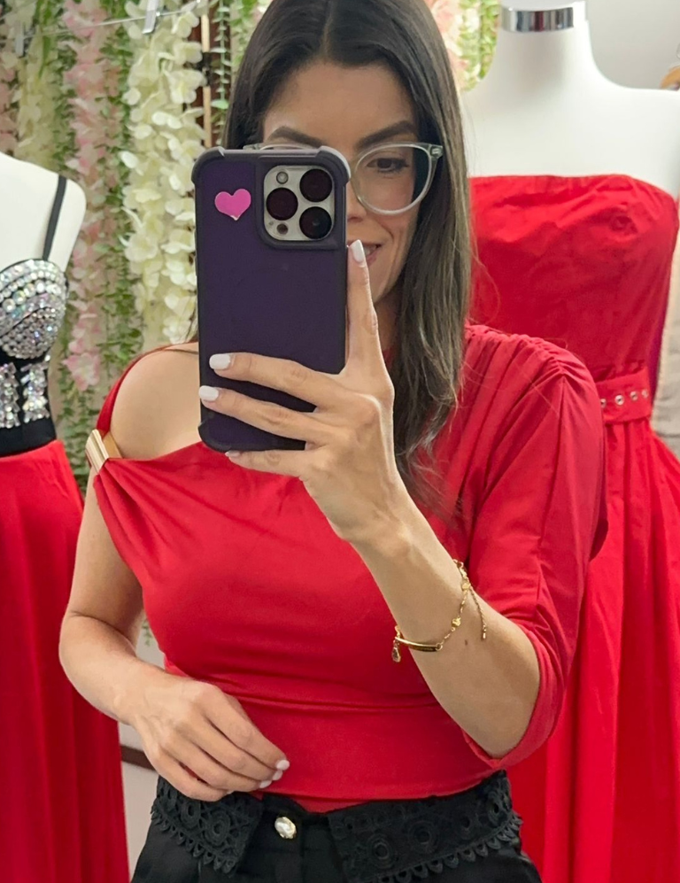 One Shoulder Top - Red